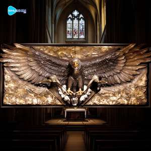 Grande Rilievo Animale in Rame Fuso, Grande Rilievo di Aquila in Bronzo, Decorazione Moderna - Product Image 1