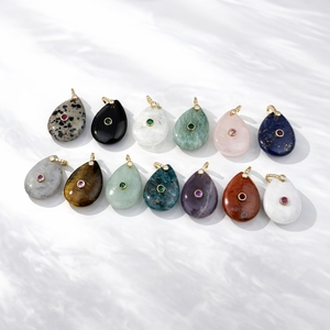 Colgante de lágrima de labradorita, amatista y lapislázuli de colores al por mayor con circonita para collar DIY, ideal para regalos de joyería de la suerte - Product Image 3