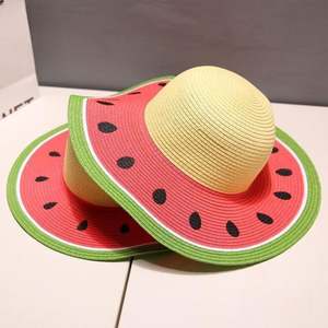 قبعة شمس للشاطئ بتصميم البطيخ مع قش - Product Image 5