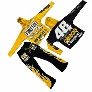 Nouveau survêtement imprimé de couleur jaune à la mode avec logo personnalisé pour unisexe survêtement à capuche à ourlet personnalisé - Product Image 1