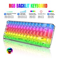 Ensemble clavier et souris de jeu HXSJ V700, clavier 61 touches compact 60 % rétroéclairé RGB, souris filaire à capteur optique transparent, LED 7 couleurs