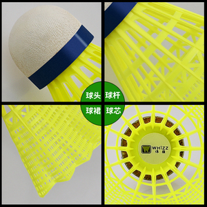 2024 Neuankömmlinge WHIZZ 6 Stück super langlebig weiß/gelb <span class=keywords><strong>Nylon</strong></span> <span class=keywords><strong>Badminton</strong></span> <span class=keywords><strong>Shuttlecock</strong></span> - Product Image 4