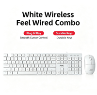 Mouse dan Keyboard Kabel AOC Murah Model Baru, Keyboard Plastik Ultra Tipis 104 Tombol USB 3.0 untuk Gaming Komputer