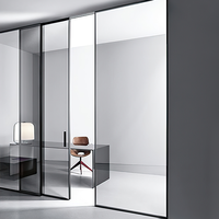 Diviseur d'étude populaire contemporain fixe à 90 degrés pour glisser vers glisser le verre de tringlerie intérieur 3 voies cloisons coulissantes en aluminium