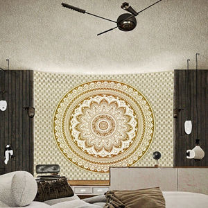 Tapisserie murale Mandala dorée ombrée de grande qualité, décoration traditionnelle indienne hippie pour chambre, suspension artistique orientale pour chambre à coucher - Product Image 3
