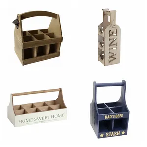 Handgemaakte Rustieke Houten Bierdrager 3 4 6 8 Pack Bierfleshouder Caddy Met Handvat En Opener