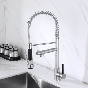 Rubinetto da cucina con Pull Down spruzzatore commerciale a manico singolo a molla per lavello da cucina rubinetti in nichel spazzolato