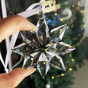 Brilliant Polished Engraved Clear Crystal Eco-friendly Love Style Christmas Tree Decorations Snowflake Glass <b>Ornaments</b> for - Product Image 4