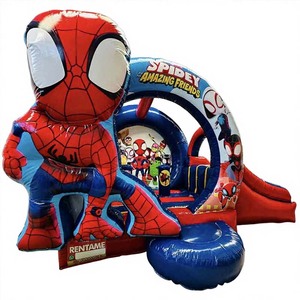 Château gonflable Spiderman <span class=keywords><strong>de</strong></span> qualité commerciale avec toboggan <span class=keywords><strong>et</strong></span> <span class=keywords><strong>mur</strong></span> d'escalade à louer - Product Image 2