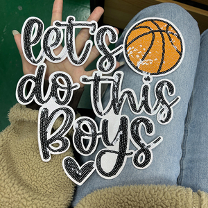 Patch di basket con Logo personalizzato per ragazzi <span class=keywords><strong>facciamo</strong></span> questo ferro su patch di design con ricami di paillette sportive Glitter - Product Image 6