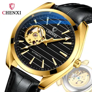 Oversea Market Favorite Stylish Automatic Watch Mechanical Wristwatch For Male With Leather Band Watches