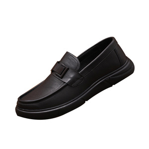 Mocassins en cuir véritable pour hommes, bout rond, à enfiler, semelle extérieure en caoutchouc respirant, semelle intermédiaire en EVA, chaussures décontractées toutes saisons - Product Image 3
