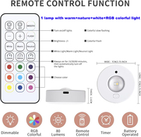 Lampu LED Puck Nirkabel Modern Isi Ulang dengan Remote Control, Sensor Gerak, Desain Magnetik, CRI Tinggi 80, Lampu RGB untuk Penerangan Kabinet