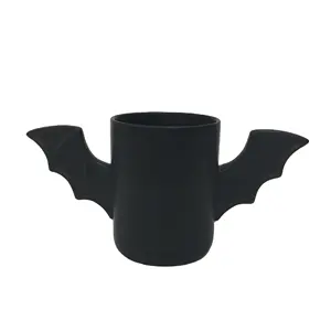 Tasse à café 3D ailes noires mates en céramique, personnalisées, tasse à café, pour cadeau d'halloween, livraison gratuite