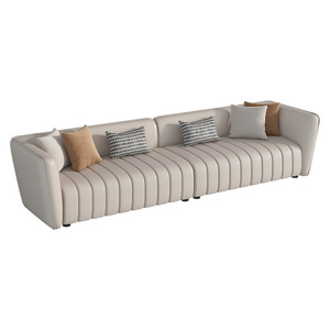 Sofá de Oficina de Cuero, Silla <span class=keywords><strong>Bosss</strong></span>, Estilo Italiano Minimalista Moderno, de Lujo Ligero, Color Crema, Conjunto de Recepción, Estilo Teclado de Piano, Líneas Rectas - Product Image 5