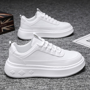 <b>White</b> <b>Lace</b>-Up Platform Sneakers Round Toe Cushioned Rubber Outsole All Seasons Synthetic Upper Drop shipping - Product Image 4