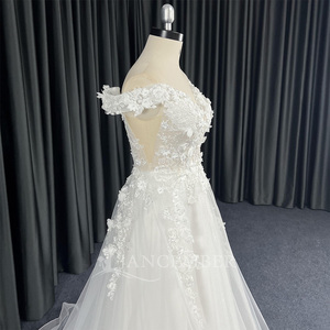 Jancember HX106 <b>Illusion</b> Lace Pattern 3d Flower <b>Wedding</b> A-<b>line</b> Bridal Gowns <b>Dresses</b> - Product Image 5