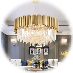 NUEVOS candelabros de cristal dorado Iluminación de techo Lámpara colgante grande de lujo moderna