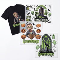 Transferts graphiques de dessins animés prédécoupés prêts à presser, écologiques, multicolores, pour vêtements de boutique