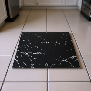 Carreaux de sol en vinyle imitation marbre noir 600x600mm autocollants 1,5mm d'épaisseur mats antidérapants pour cuisine, salle à manger, intérieur - Product Image 2