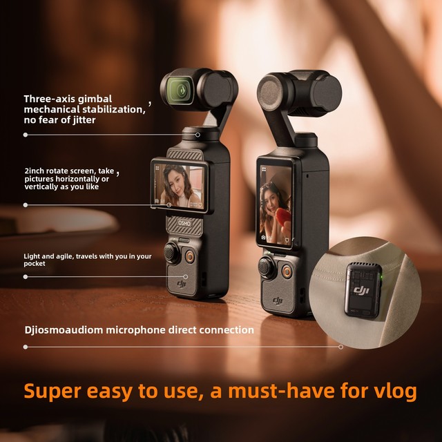 For Osmo Pocket 3 CMOS Sensor PTZ Camera with 2-inch Screen Travel Handheld Vlog CameraUsed Sports Camera
