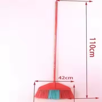Balai ménager extra épais en soie glacée à cinq rangées de poils rigides, avec manche en bois intégré en PP, pour la maison et l'école