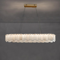 Lámpara de mármol de piedra, tubo de techo de latón Led de lujo, luz colgante personalizada, anillo moderno redondo, candelabro de alabastro blanco