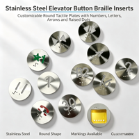 Plaques Tactiles Personnalisables en Acier Inoxydable pour Boutons d'Ascenseur avec Inscriptions Braille, Chiffres, Lettres, Flèches et Points en Relief – Taille et Modèle Personnalisables