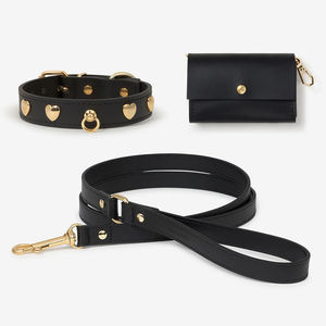 제조 업체 사용자 정의 내구성 비건 애완 동물 Pu 세트 개 가죽 스타 리벳 칼라 핸즈프리 가죽 끈 똥 가방 홀더 금속 후크 - Product Image 5