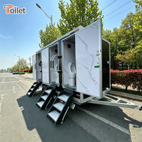 Remorque de toilettes mobiles de luxe portable avec aménagement personnalisé et frein à essieu unique pour mariages, festivals, vente en gros, OEM