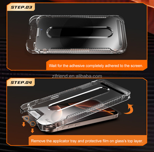 Kit de protection d'écran en verre trempé personnalisé OG 9H anti-espion avec <span class=keywords><strong>colle</strong></span> intégrale pour iPhone 17 Pro Max, avec cadre d'alignement anti-poussière - Product Image 4