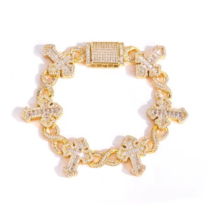 Exclusive Urban Streetwear GRA Moissanite Holy Cross <b>Bracelets</b> S925 Silver Genuine Gold Plated Iced Rap Jewelry OEM - Product Image 1