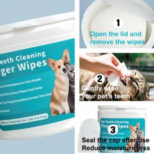 Limpiador de dientes para el cuidado de mascotas más vendido, toallitas para los dedos para eliminar el sarro de los dientes de los perros y gatos, 50 Uds. - Product Image 3