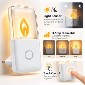 Lampe de nuit LED blanc chaud 2700K, très vendue, avec capteur de luminosité et luminosité réglable, à brancher, pour escalier - Product Image 6