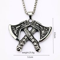 Pendentif Hache Viking Nordique Anti-ternissement avec Motif Dragon et Corbeau, Colliers pour Hommes Motards, Bijoux en Acier Inoxydable 316L, Vente en Gros