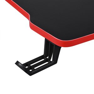 Bureau de jeu PC 120 cm Z-RED avec finition rouge - Largeur <span class=keywords><strong>1m20</strong></span>, table d'ordinateur style carbone avec porte-gobelet et support pour casque - Product Image 6