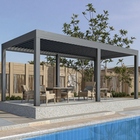 Pergola moderne en aluminium pour piscine, abri de jardin avec toit rigide et lames orientables, profilés extrudés 2024