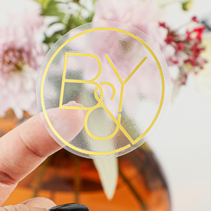 Sang Trọng Biểu Tượng Tùy Chỉnh Lá Vàng Biểu Tượng Trong Suốt Sticker Tùy Chỉnh Vòng Rõ Ràng Sticker Cho Chai - Product Image 3