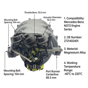 HEMILA Araç Parçaları 2721402401 2721402201 Mercedes-Benz M272 Motoru için Gri Magnezyum Alaşımlı Emme Manifoldu Grubu - Product Image 3