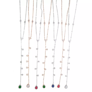 Collar Largo Tipo Lariat con Ojo Marquesa Chapado en Oro de 18K, Brillante <span class=keywords><strong>y</strong></span> Elegante, con Circonita Cúbica 5A, para Mujer - Product Image 5