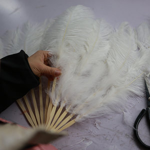 Rayon 45cm blanc plume d'<span class=keywords><strong>autruche</strong></span> ventilateur scène Performance Photo Shoot Cheongsam défilé de mode accessoire ventilateur pliant ventilateur - Product Image 2