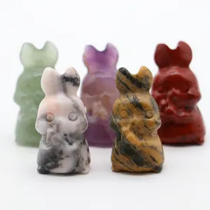 Good price semi precious animals rabbit crystal carved halloween carvings for festival gifts