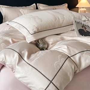 Juego de Ropa de <span class=keywords><strong>Cama</strong></span> para Boda, Estilo Europeo, Satén Jacquard, Juego de 4 Piezas, Juego de Funda Nórdica, Juego de Sábanas - Product Image 4