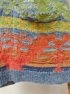 Colorful Ethnic Patterned Casual Knitted <b>Cardigan</b> <b>with</b> Notched Collar <b>Pockets</b> Front Logo - Product Image 3