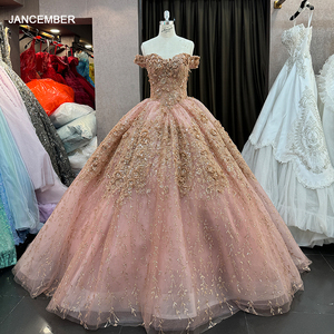 2024 New Design Flowers Pink Off Shoulder Ball Gown Embroidery <b>Wedding</b> <b>Evening</b> <b>Dresses</b> 6640-1 - Product Image 5