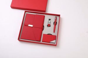 Ensemble d'affaires en cuir PU avec bloc-notes à boucle, stylo signature, porte-clés métallique, porte-cartes, logo personnalisé, coffret cadeau d'entreprise - Product Image 2
