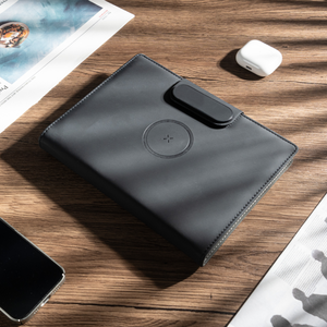 Customizable A5 Wireless Charging <strong>Notebook</strong> with Phone Stand | PU Leather Cover <strong>3</strong>-in-1 Cable | <strong>Document</strong> Pocket Business Gift - Product Image 2