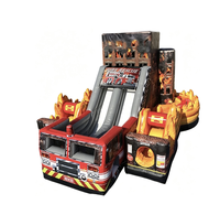 Toboggan gonflable sur le thème des camions de pompiers, toboggan gonflable géant commercial pour enfants, location pour événements