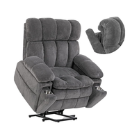 Fauteuil inclinable électrique extra large Zuacs, moderne, adapté aux personnes âgées, double moteur, tissu, appui-tête réglable, massage chauffant, repose-pieds en métal