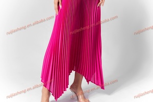 Miyake femmes plissé ceinture manches longue Robe bleu vert rouge rose grande taille Maxi <span class=keywords><strong>jupe</strong></span> Robe Vestido De Mujer Verano Robe modeste - Product Image 6